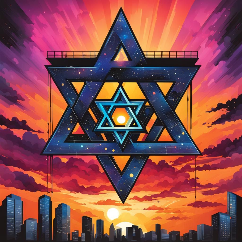 Sunset with Star of David