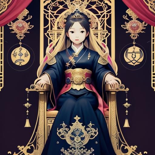 Empress Tarot Card: Young Girl in Art Nouveau Style