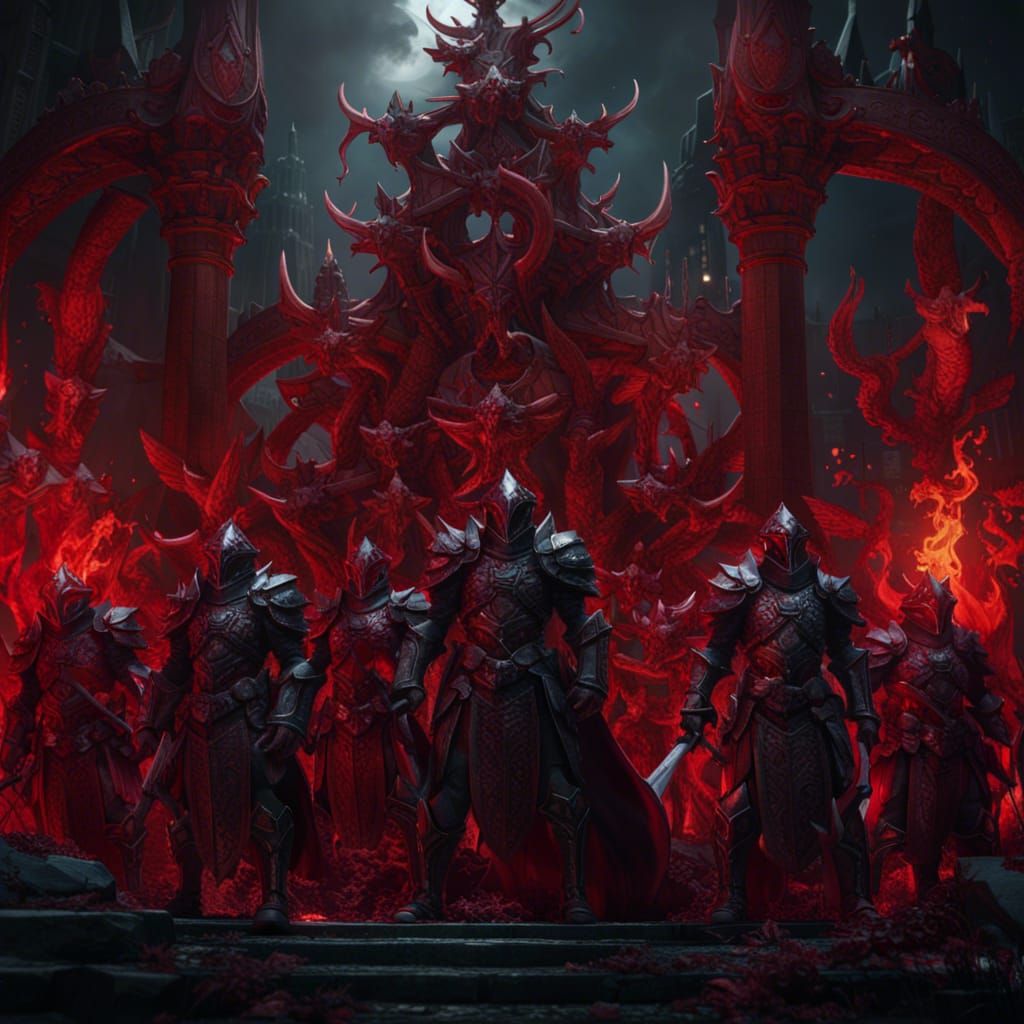 Crimson Order. Bunch Of Blood Knights Gathering Together , Gigachad 