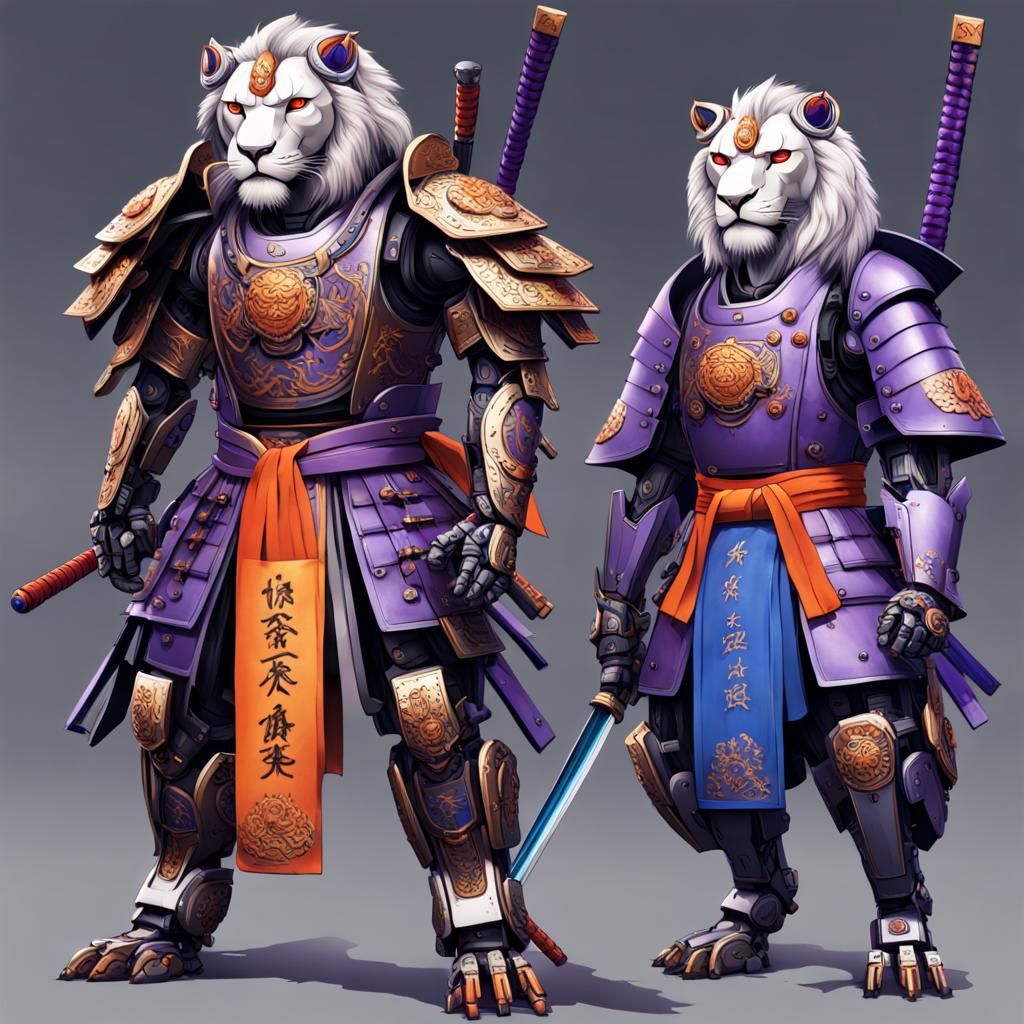 A samurai xs man-lion and his pupil