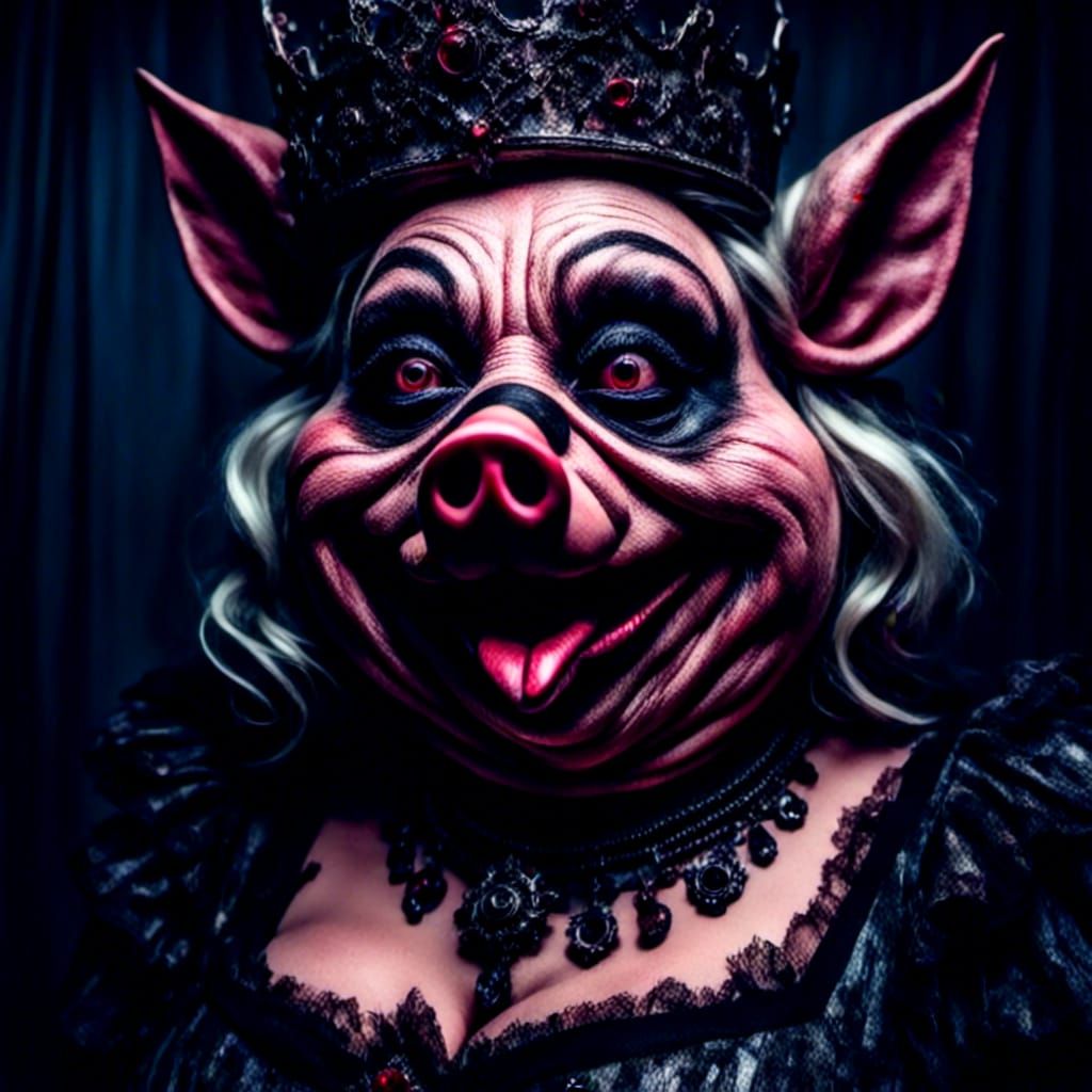 <lora:Reaviless V1:1.0> <lora:Dark fantasy realism:1.0> <lora:Eclipse:1.0> <lora:Macabre:1.0> Miss Piggy ...  by @Iris