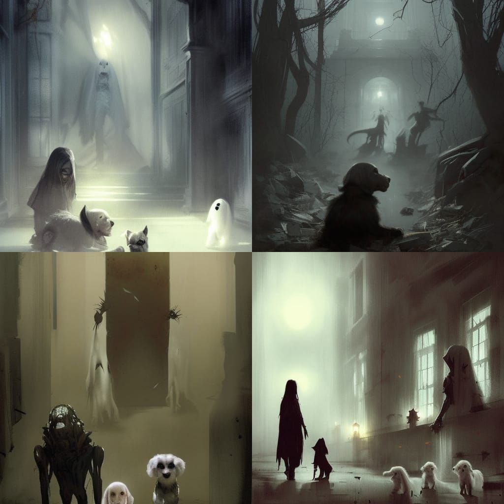scary ghosts and a puppy