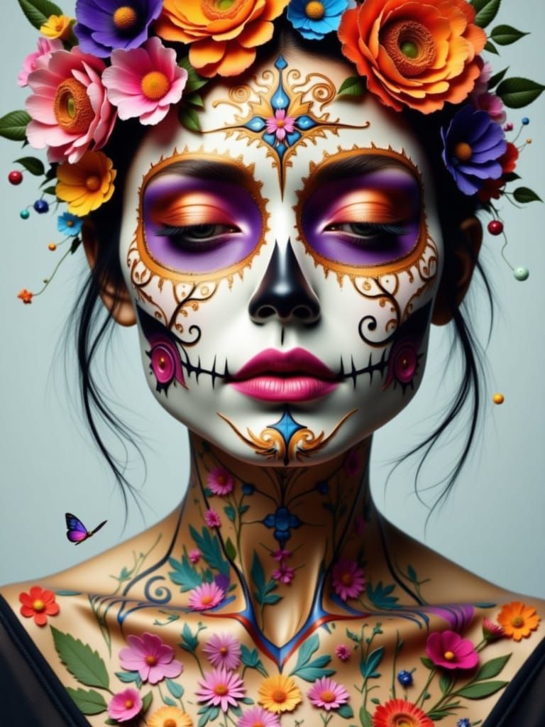 <lora:Golden Shadows:1.0> Sugar Skull