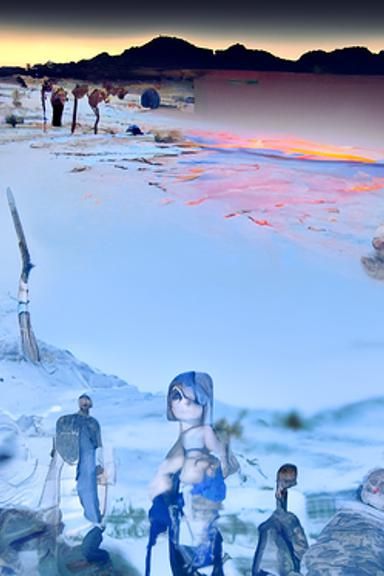 Ice family in the desert