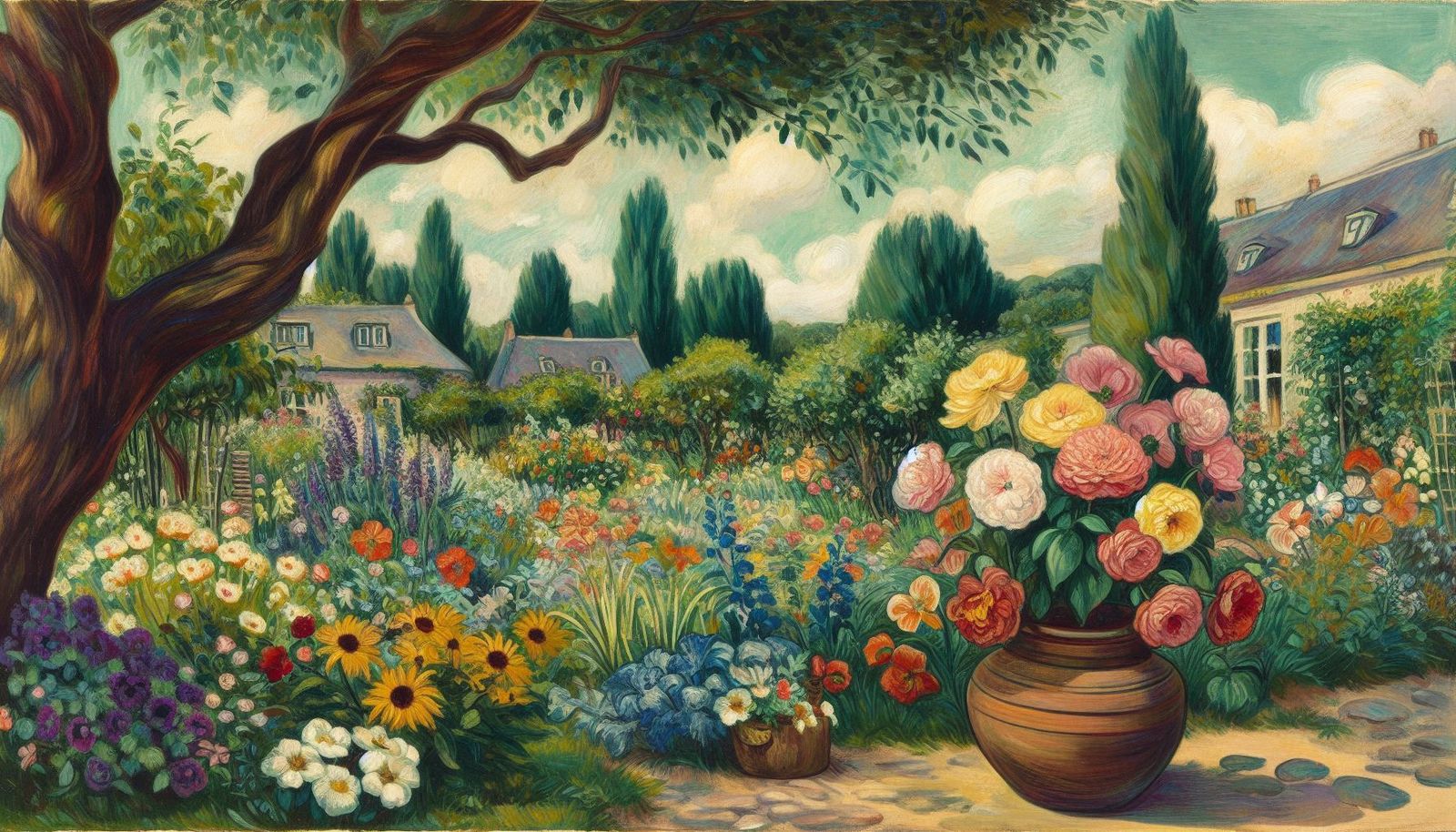 Toffoli and Rousseau, Flowers in a garden 4