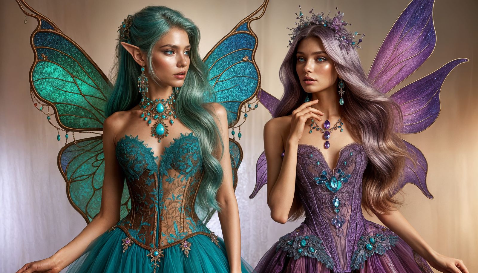 Turquoise and Amethyst Fairies