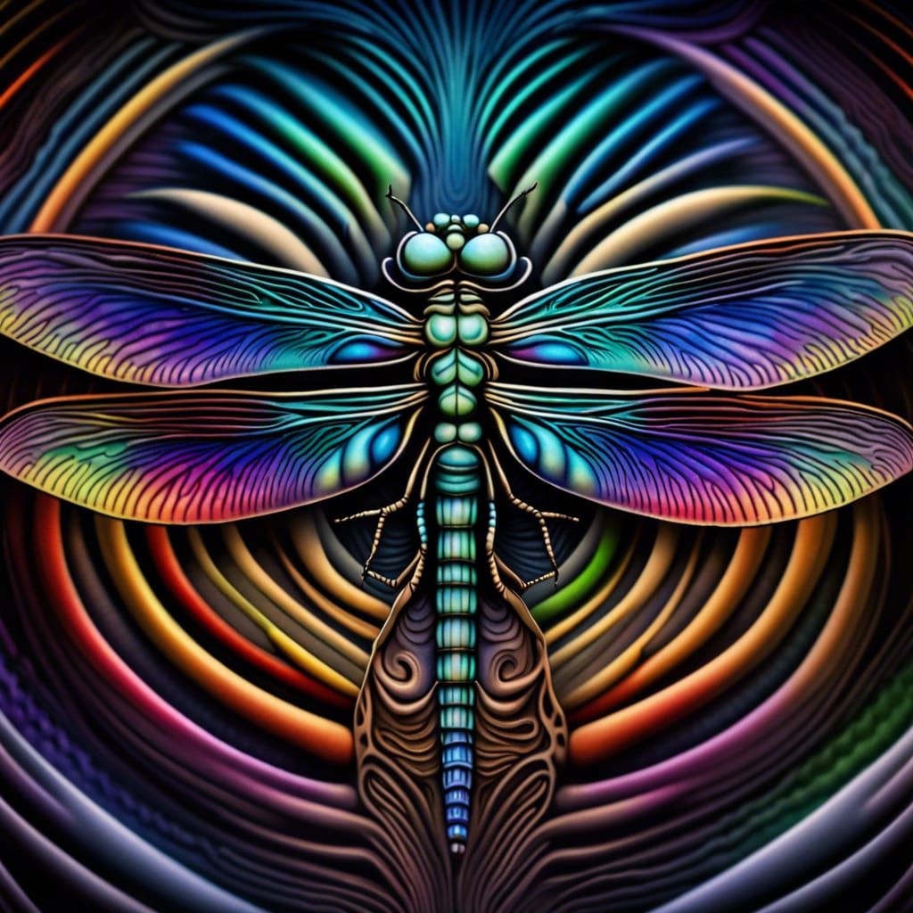 Rainbow Dragonfly Priestess - AI Generated Artwork - NightCafe Creator
