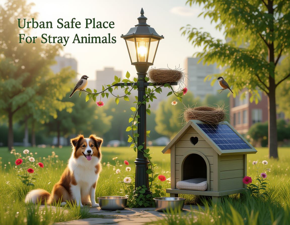 Креирај соларн светилка, бандера со куќарка за куче најдоле,...