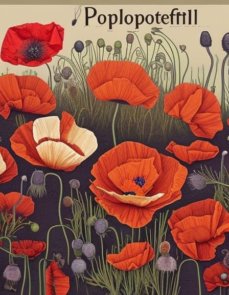 Detailed Scientific Illustration of a Wild Poppy