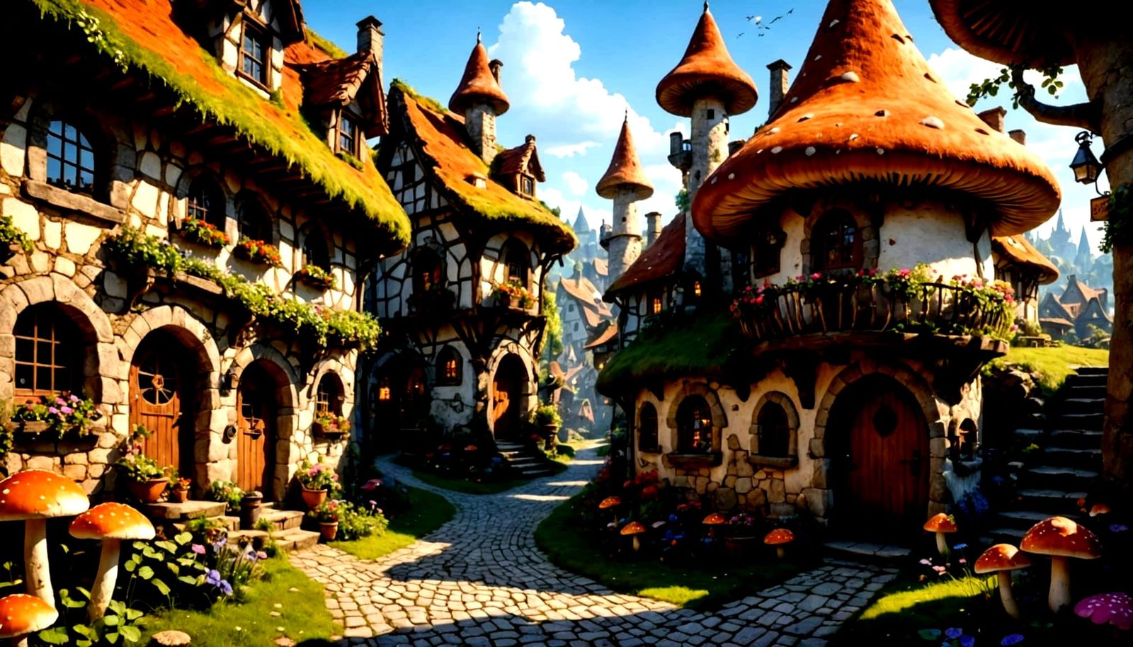 Whimsical Mushroom Village Enchants with Delicate Beauty