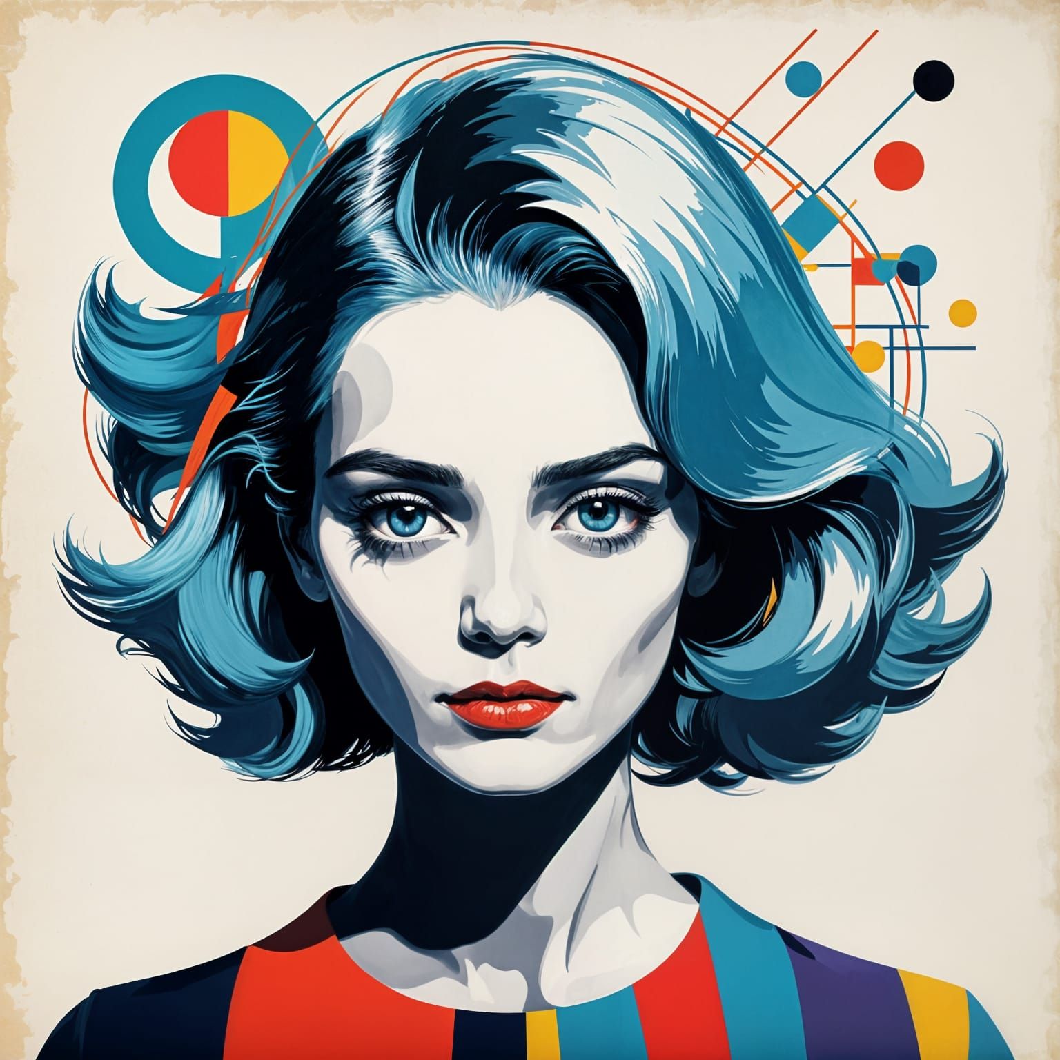 Andy Warhol,  pop art,  abstract, vibrant, asymmetrical lines.
Masterpiece Screen print, pop art, splash ...  by @undefined