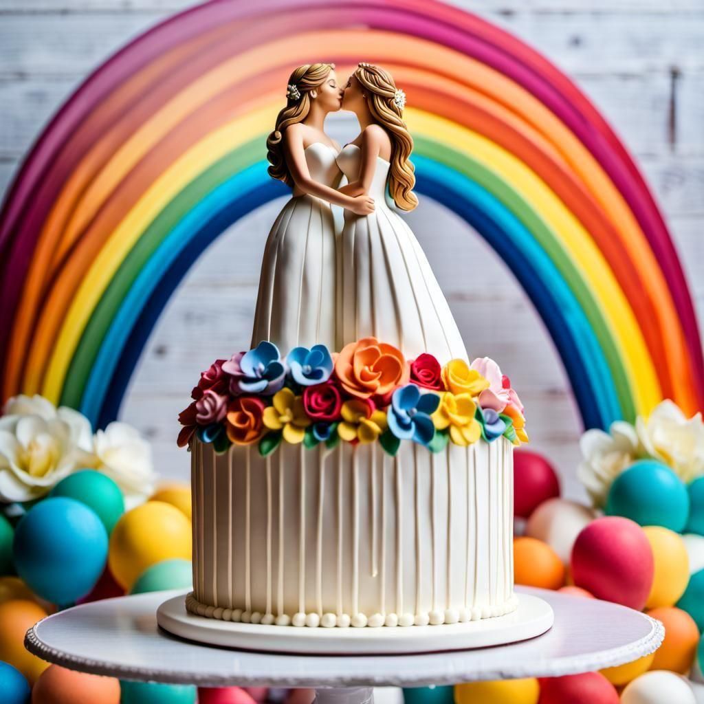 LGBTQ+ cake. 👰🌈 👰  by @Gabi