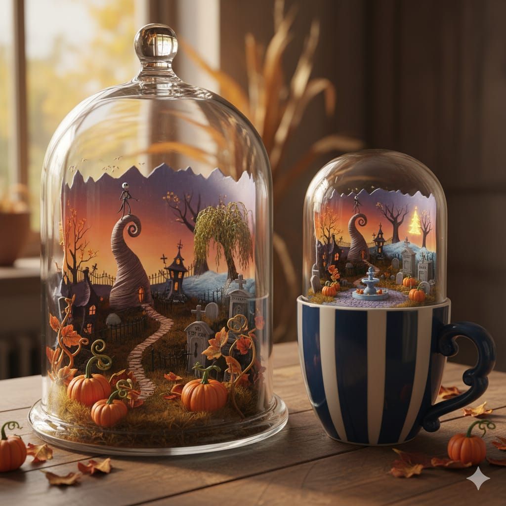 a pumpkin patch growing inside a glass jar with autumn seaso...