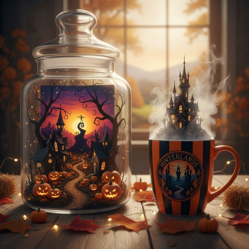 a pumpkin patch growing inside a glass jar with autumn seaso...