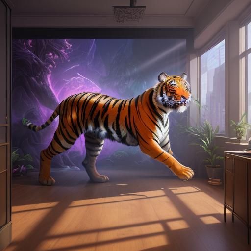 Tiger in room - AI Generated Artwork - NightCafe Creator