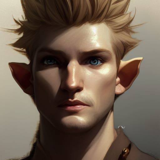Male elf with mottled blond and brown hair no beard - AI Generated Artwork  - NightCafe Creator