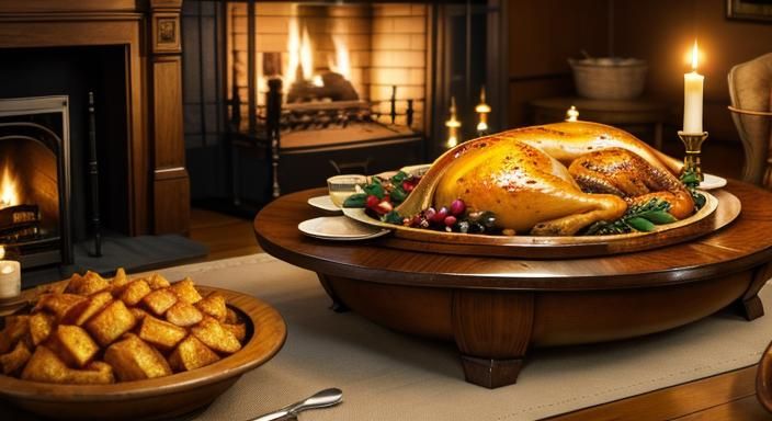 Photorealistic Thanksgiving Oil Painting Thomas Kinkade