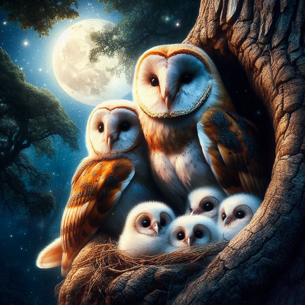 Barn Owl Family