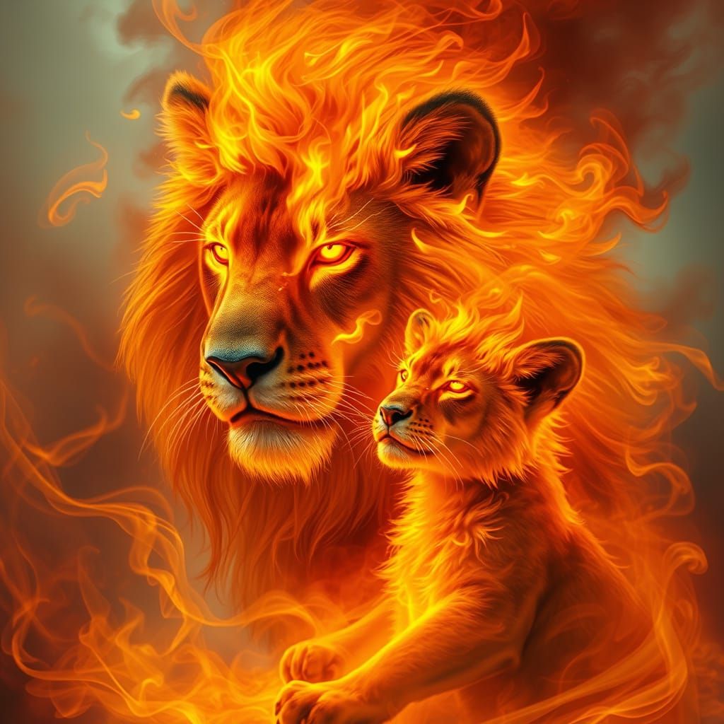 lion and cub  by @Pennysan