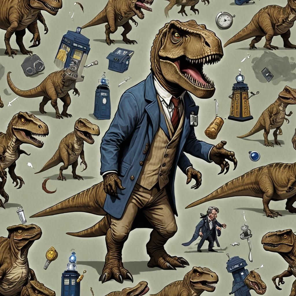 t-rex as the doctor who no extra limbs