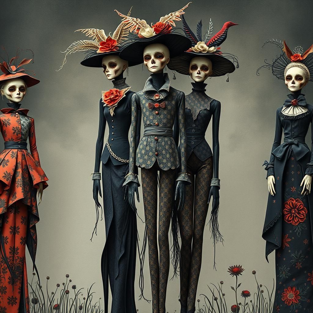 Creepy victorian zombie models.