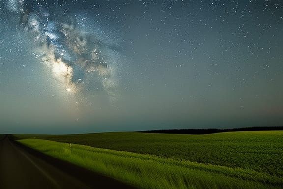 Driving Down a Country Road at Night Stars in the Sky