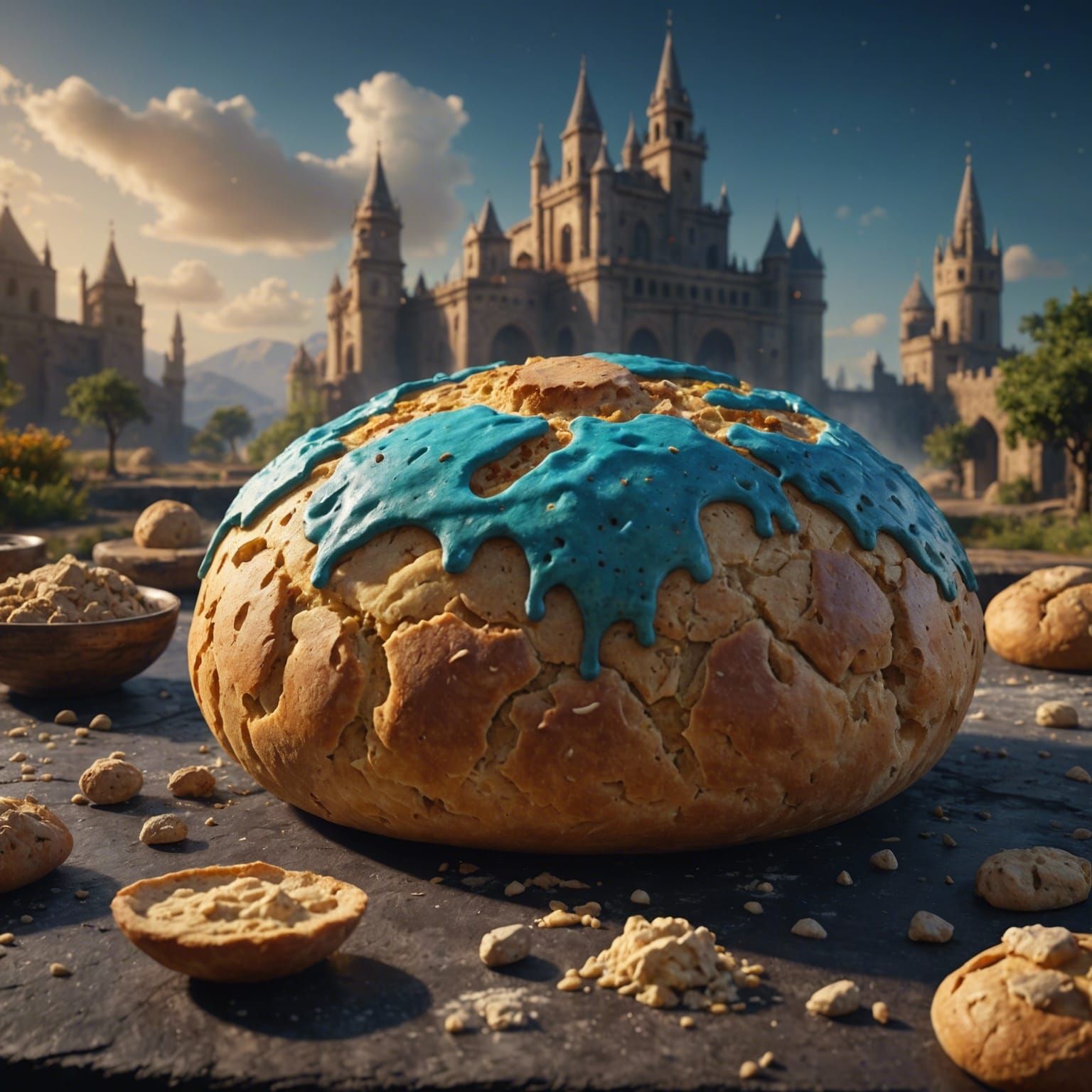 ONE THICK AND BIG RAW BREAD DOUGH