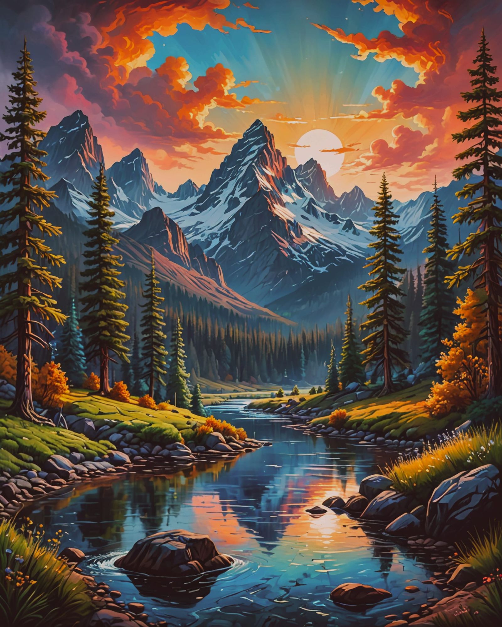 Reflections of a mountain sunrise