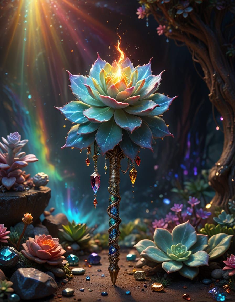 Epic Dark Fairytale Magic Wand in Iridescent Splendor