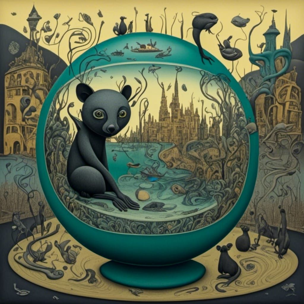 <lora:Greymatter Miasma:1.0> Fishbowl city 