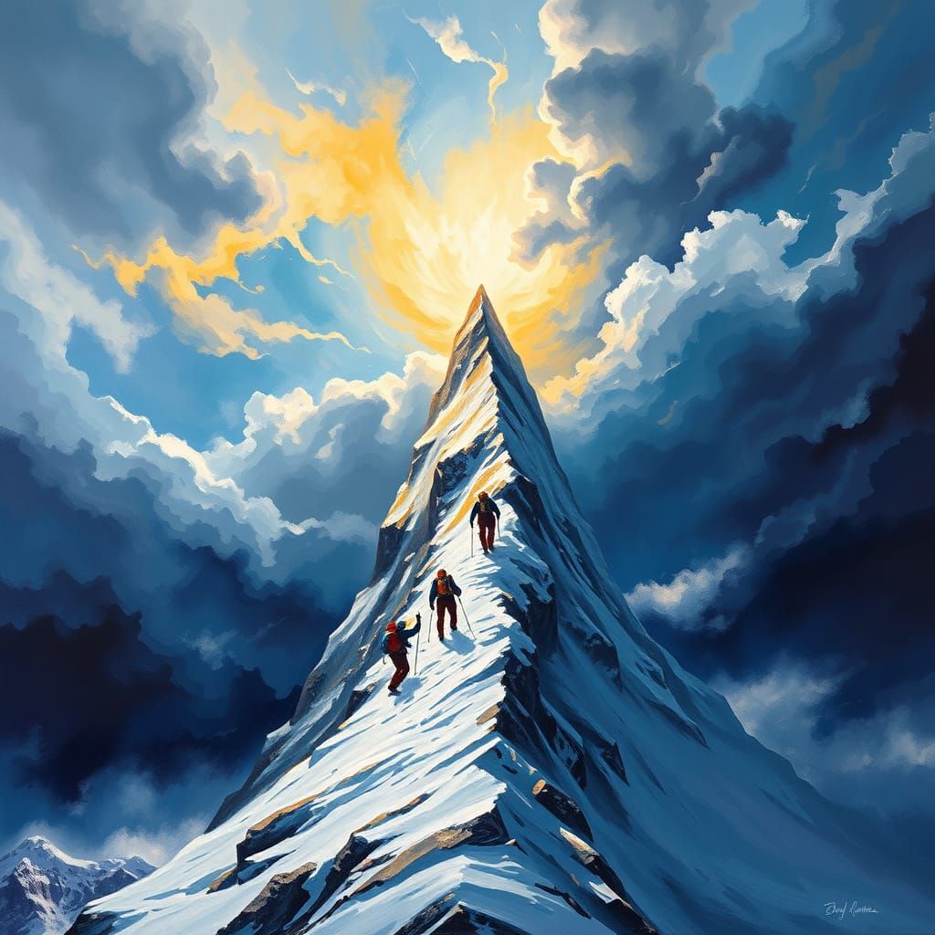 Joyful Ascent to a Shining Mountain Peak in Turner & Biersta...