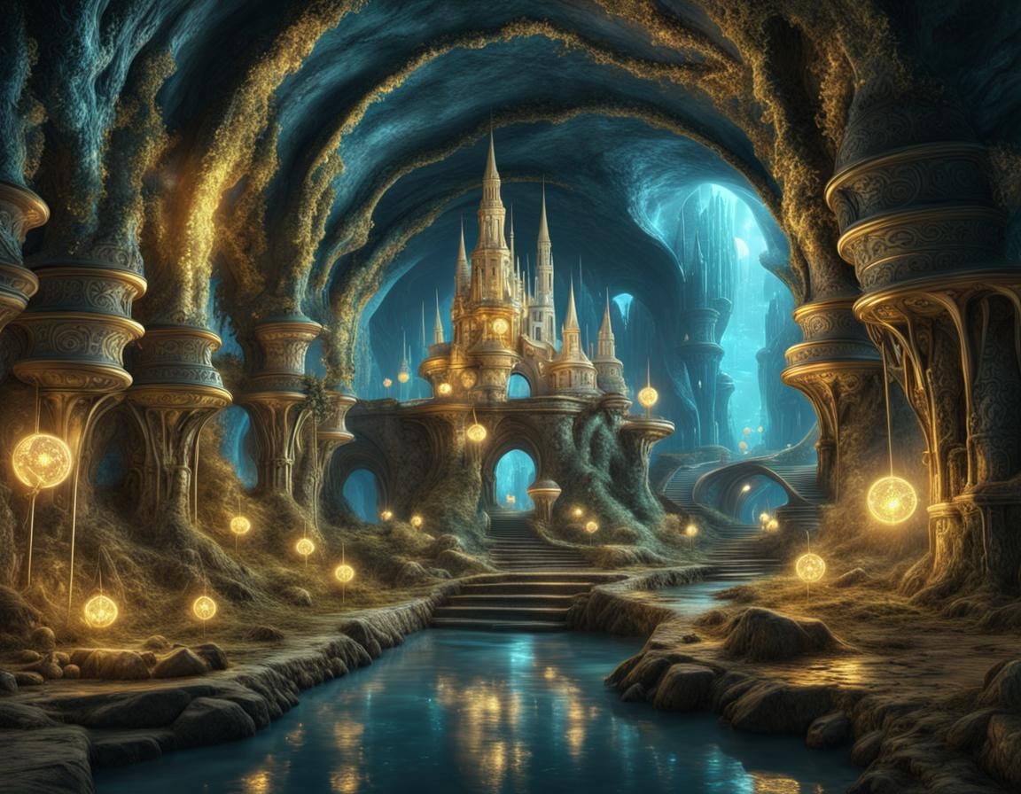 A beautiful underground magical fairy city - AI Generated Artwork ...