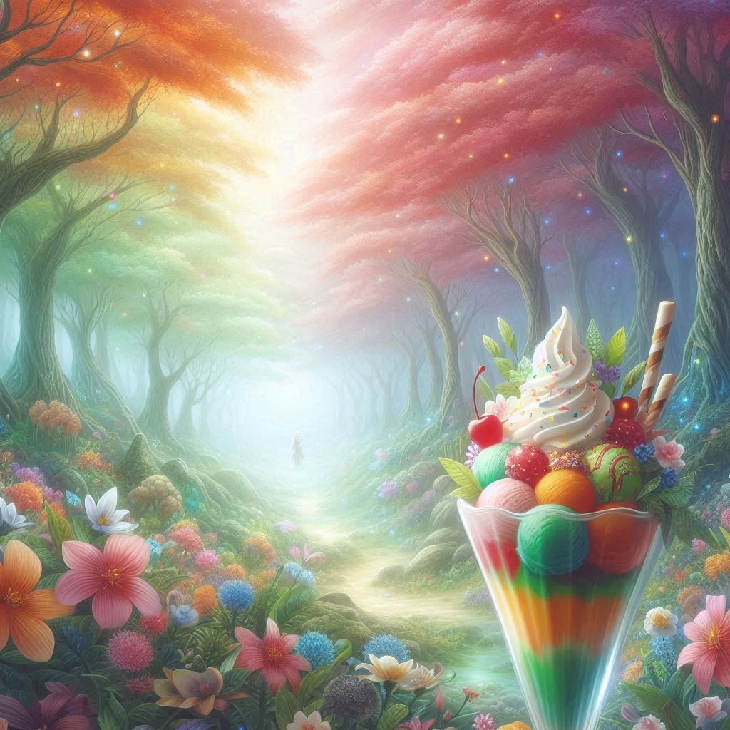 A walk into the fantasy ice cream forest