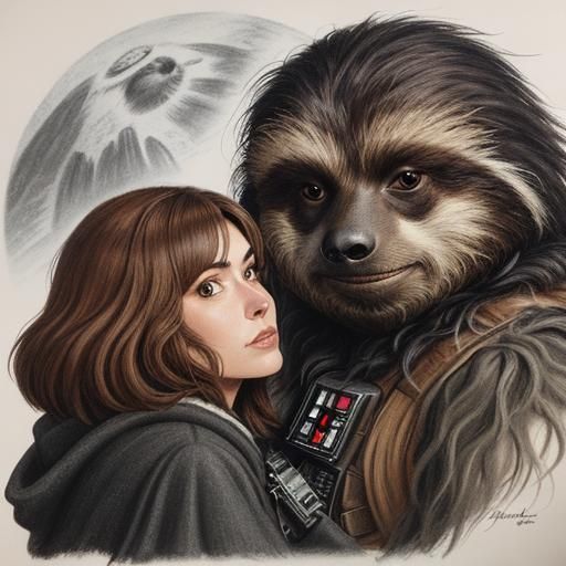 the Wookie as a sloth and Han solo as a marmot In a scene fr...