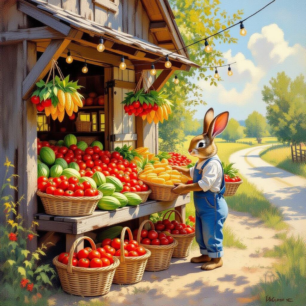 Farm Stand with Bunny Vendor  by @Tribble Lover