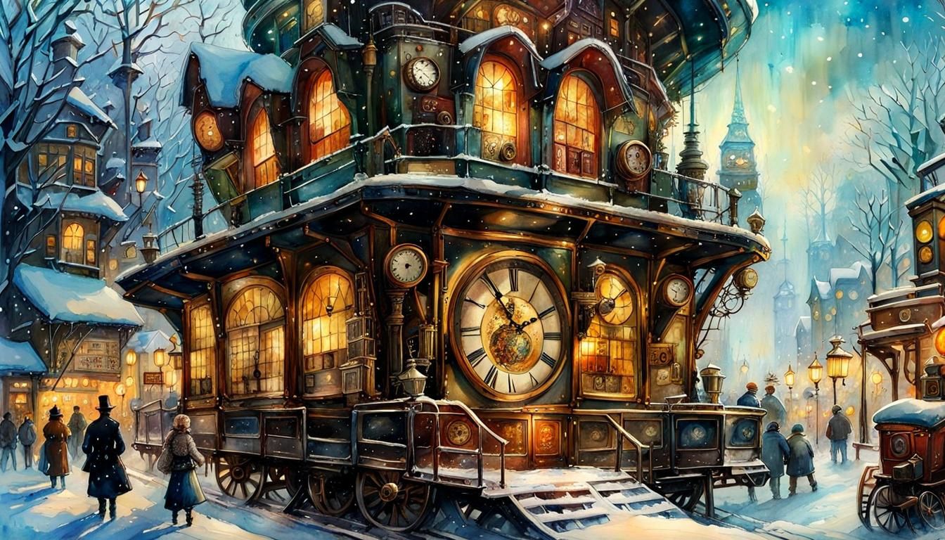 Little Clock Shop in Winter  by @Lily_Hana