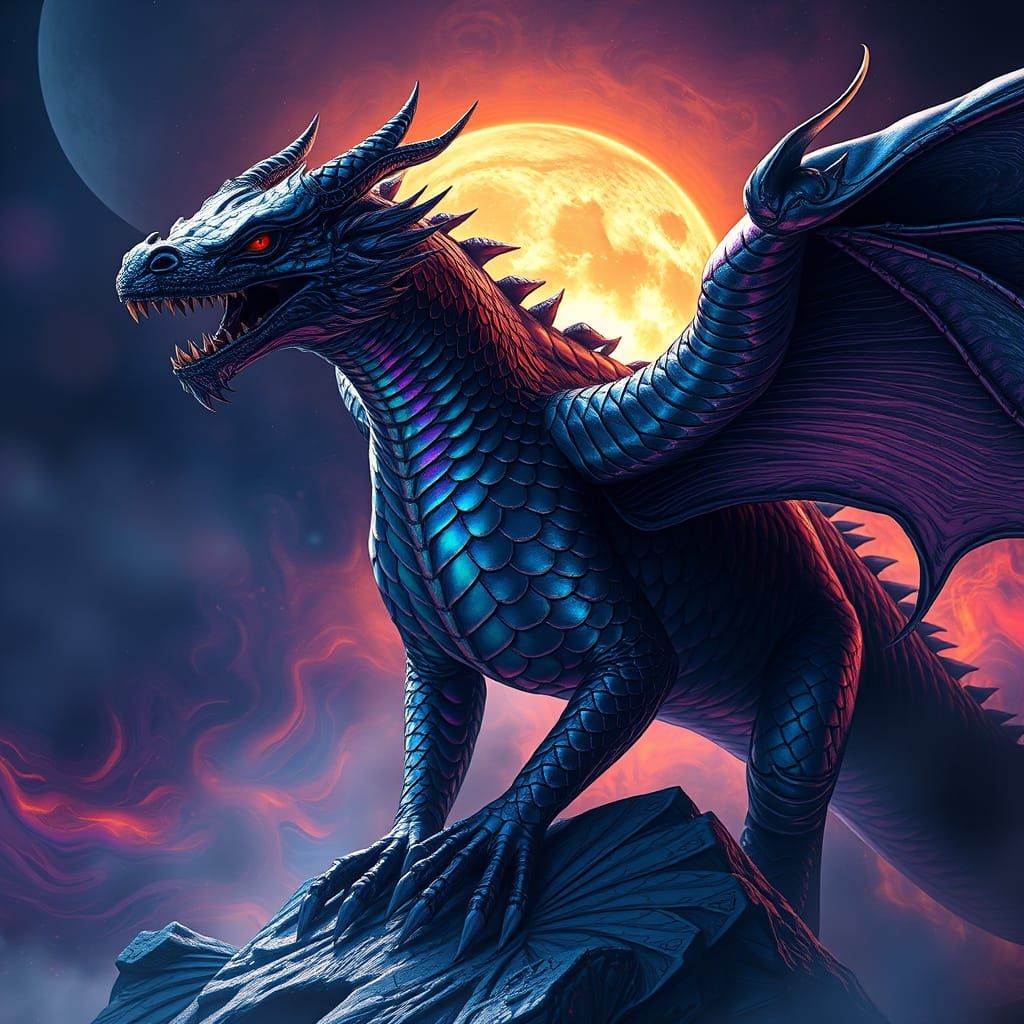 iridescent black dragon  by @orau