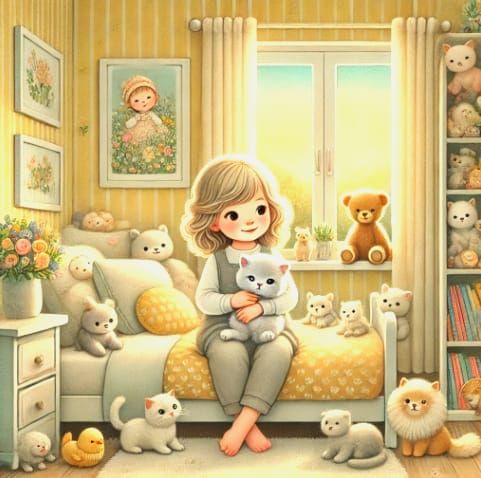 3/24/2025-Cute Little Girl in Her Bedroom Art By Archangel T...