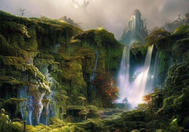 fantasy landscape, Kingdom Falls - AI Generated Artwork - NightCafe Creator