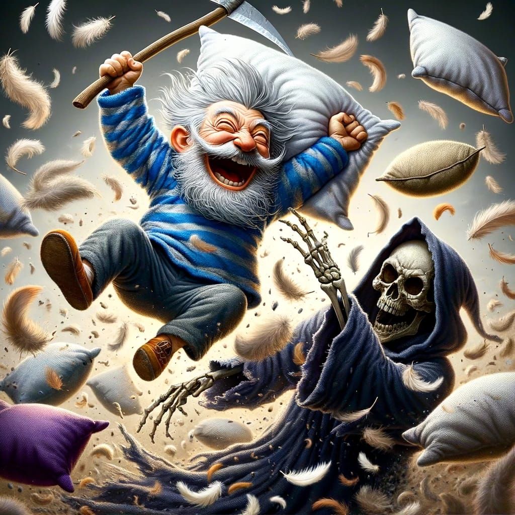 Challenging Death to a pillow fight will have Reaper Cushion...