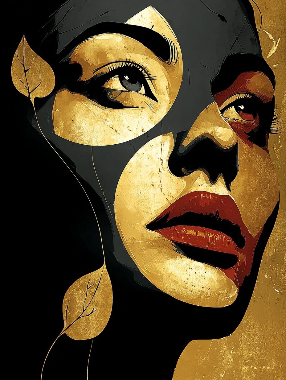 Portrait in schwarz und gold