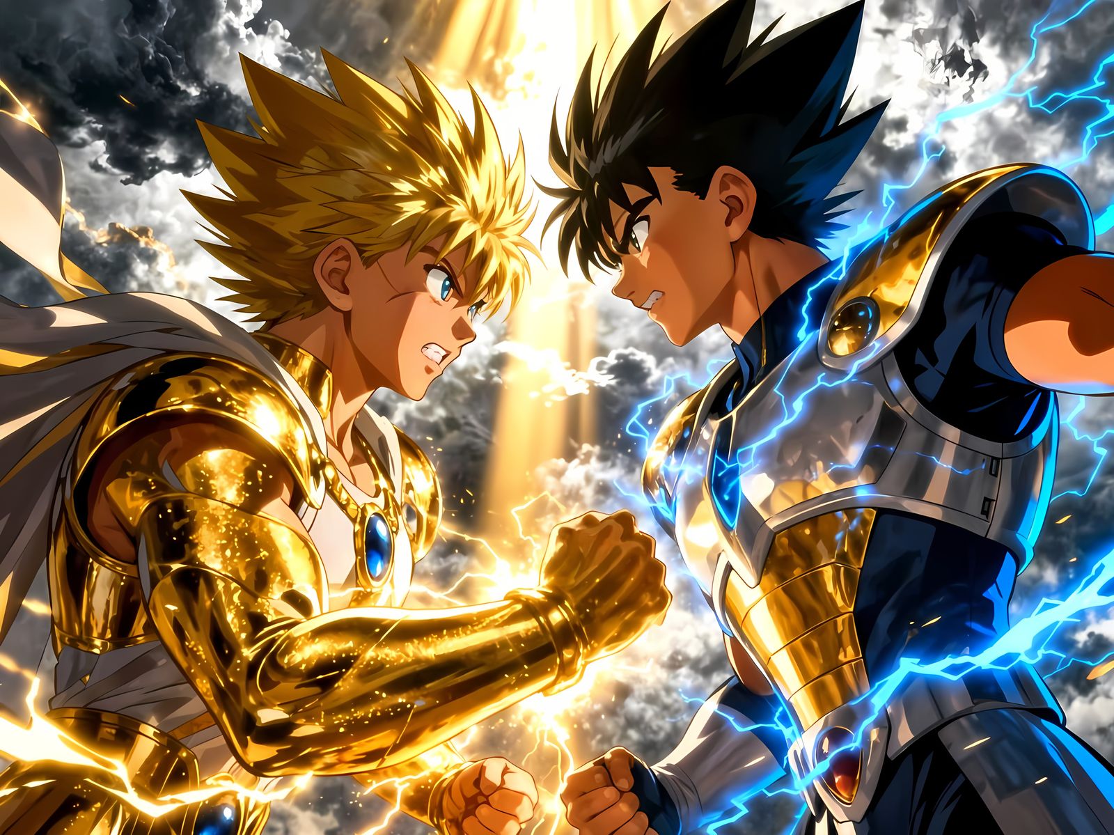Gold & Blue Lightning Battle  by @DragonIdk