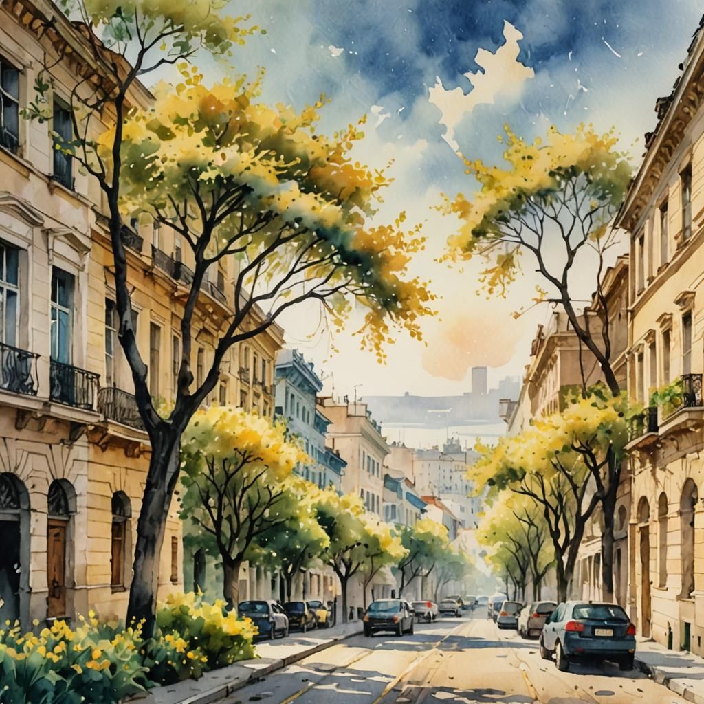 Vintage Watercolor Odessa, the City by the Black Sea