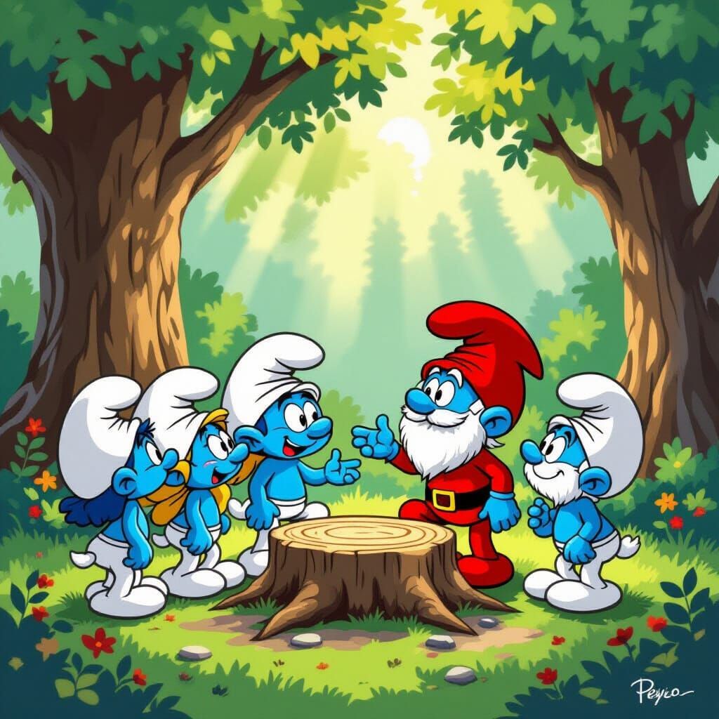 Smurfs in Animated Forest Conversation
