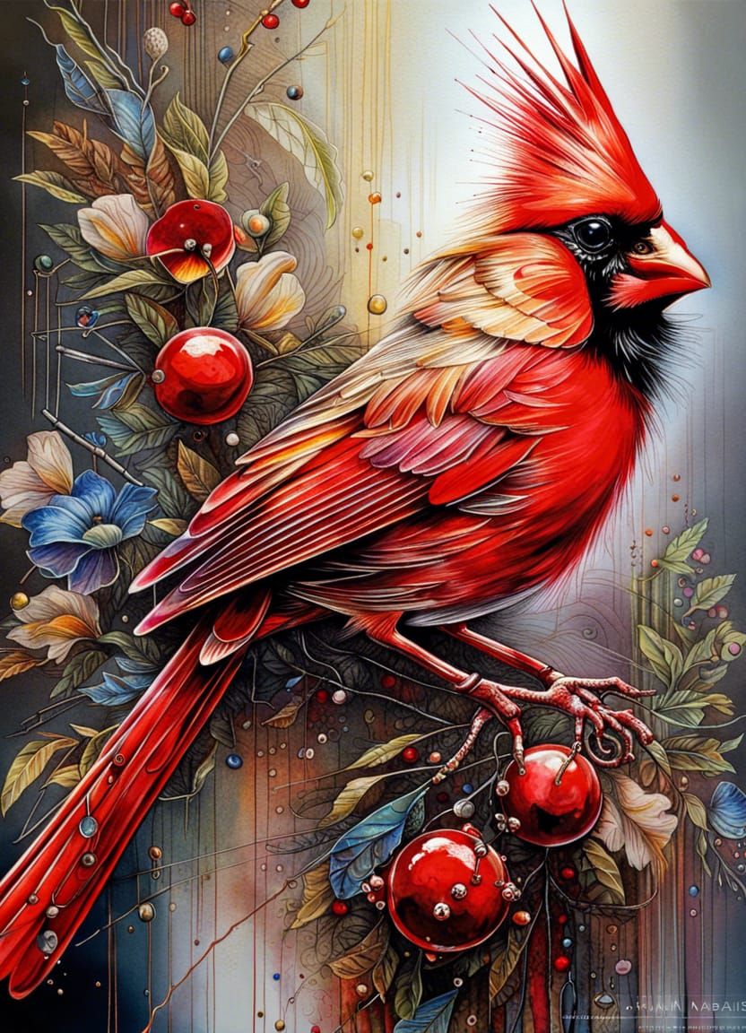Portrait of a cardinal  by @yellowhyena
