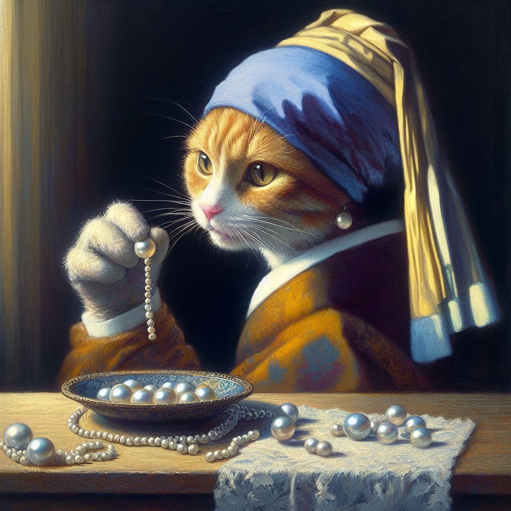 The cat with the pearl