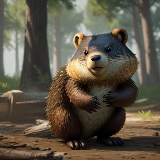 Woodchuck, chucking wood. AI Generated Artwork NightCafe Creator