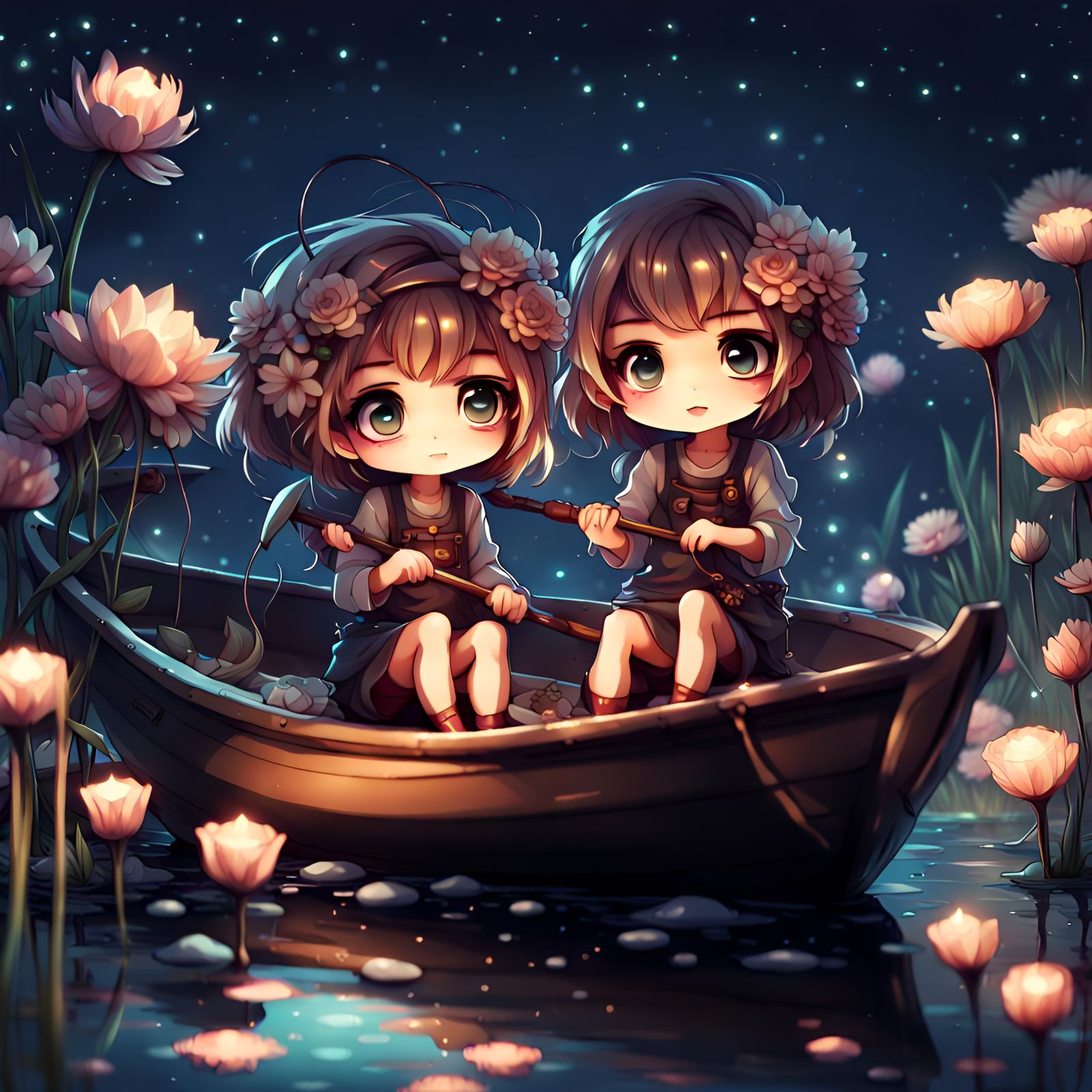 Chibi sisters  by @MaryJandAI