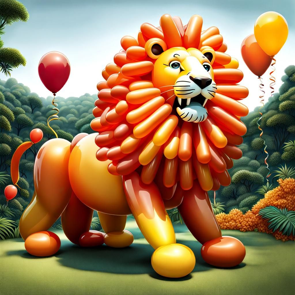 Balloon lion  by @Bylejak