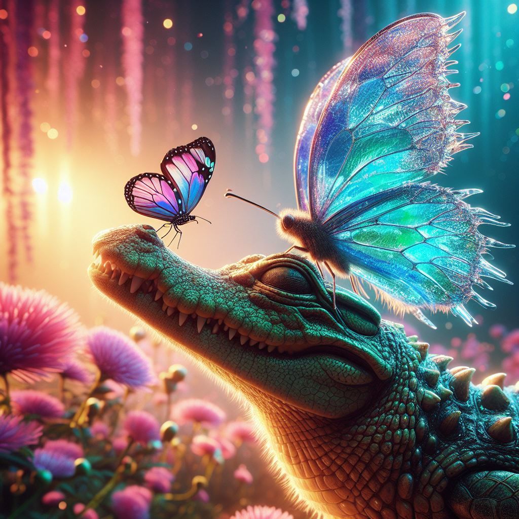 Butterfly and crocodile